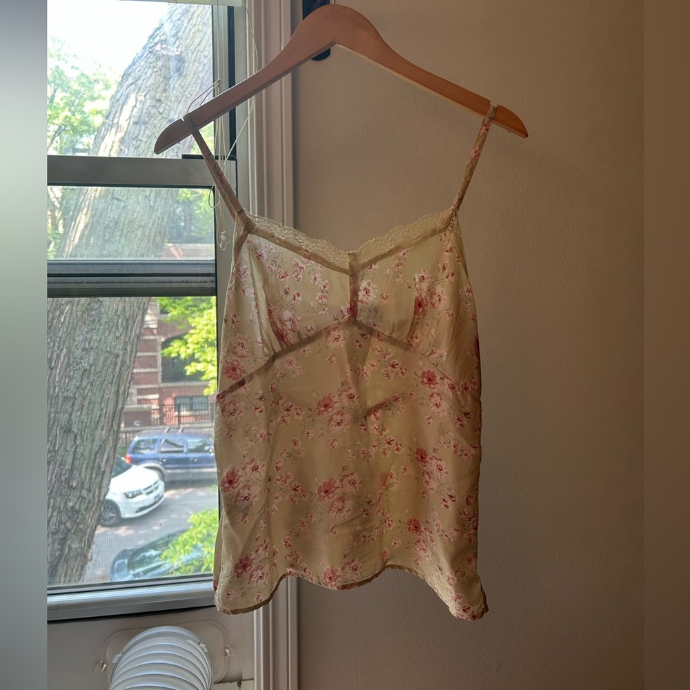 American Eagle Outfitters Floral Lace Silk Cami tank top vintage 90s